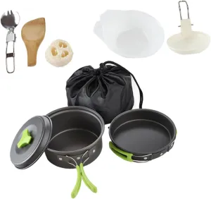 -in-one Camping Cookware Set 1-2 Person Outdoor Cooking Utensils Portable Grill Titanium Picnic Cookware for Hiking