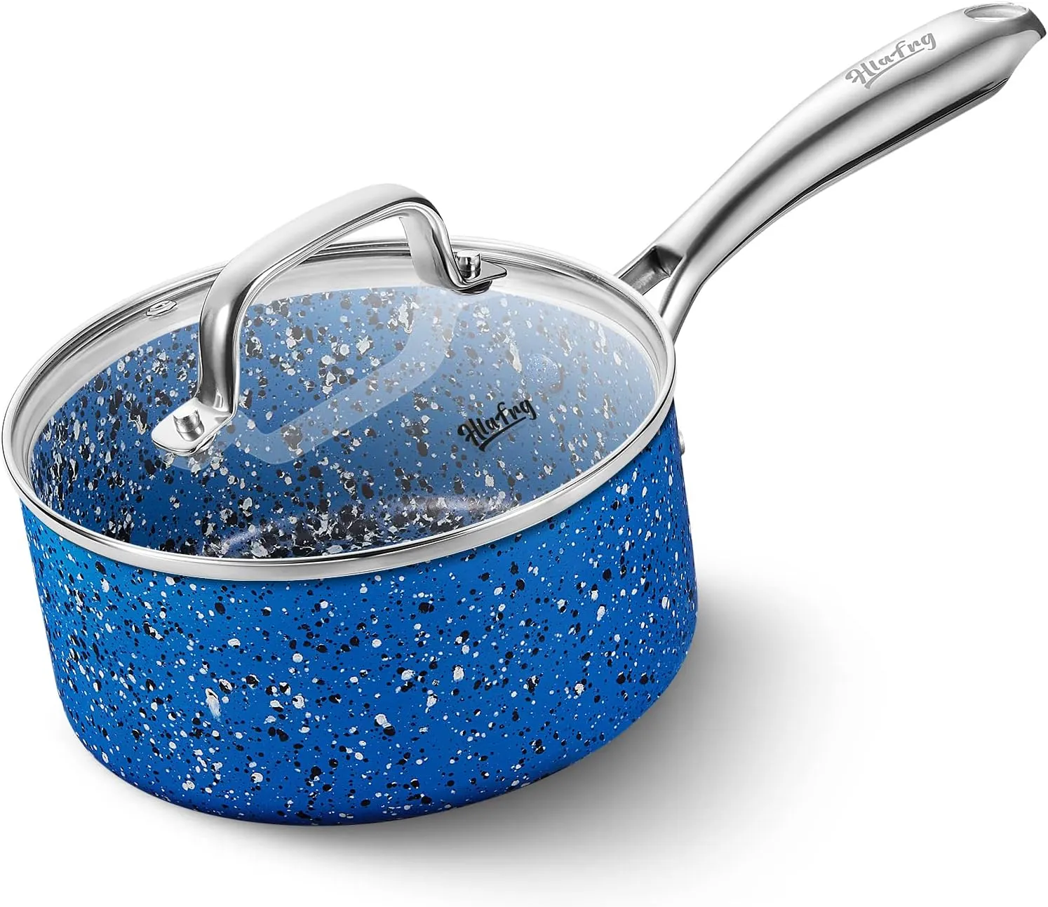 1 Quart Nonstick Saucepan with Lid - Ultra Granite Nonstick - Blue Aluminum Saucepan