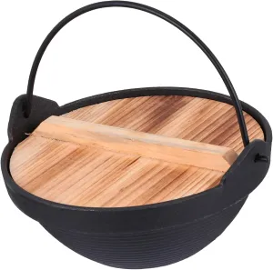 1 set Outdoor Cast Iron Hanging Cooking Pot with Lid Lightweight Non Stick High Temperature Tolerance for Stewing Chicken Cooking Porridge for Camping and Picnics