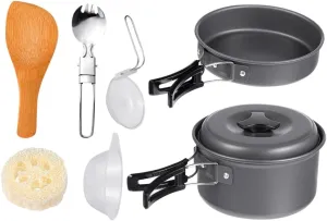 1 Set Outdoor Pot Camping Pans Portable Small Utensils Detachable Handle Pots and Pans Camping Cookware Camping Kettle Cooking Camping Cooker Camping Pot Aluminum Alloy Black