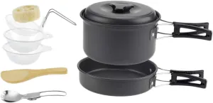 1 Set Portable Camping Cookware for People Stylish Black Cookware Cutlery for Outdoor Activities for Picnics Camping Hiking Great Present Choice