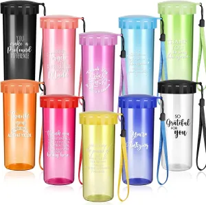 10 Pcs Cna Week Gift Bulk 15 oz Thank You Inspirational Water Bottle with Large Mouth Employee Appreciation Gifts for Staff Team Emergency Employee Coworker(Multicolor)