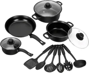 10 Pcs Refine Iron outdoor Pots and Pans Set, Skillet Fry Pans Cooking Pots, Nonstick Cookware with Utensils for Kitchen Induction, Camping Egg Grill Pan Set