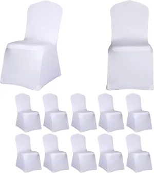 10 White Chair Covers and 10 Orange Chair Sashes for Wedding Banquet Seat Covers and Chairs Bows Bands for Party Birthday Engagement Bridal Shower Halloween Christmas Events Decor