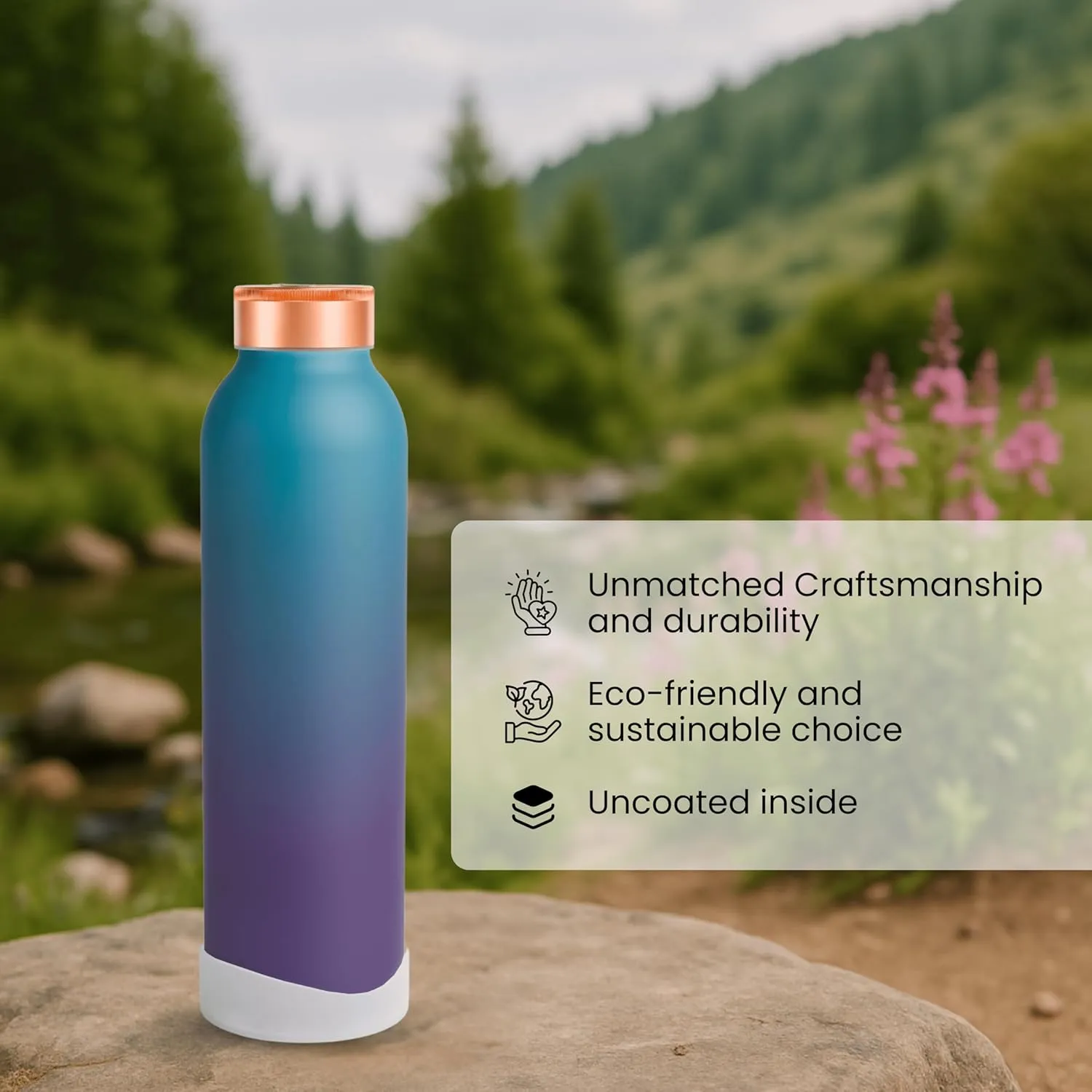 100% Pure Copper Water Bottle for Drinking – 30 oz (900 ml), Leak-Proof Ayurvedic Benefits Drinkware – Ombre Blue Finish, Eco-Friendly – Ideal for Yoga, Gym, Office, Travel