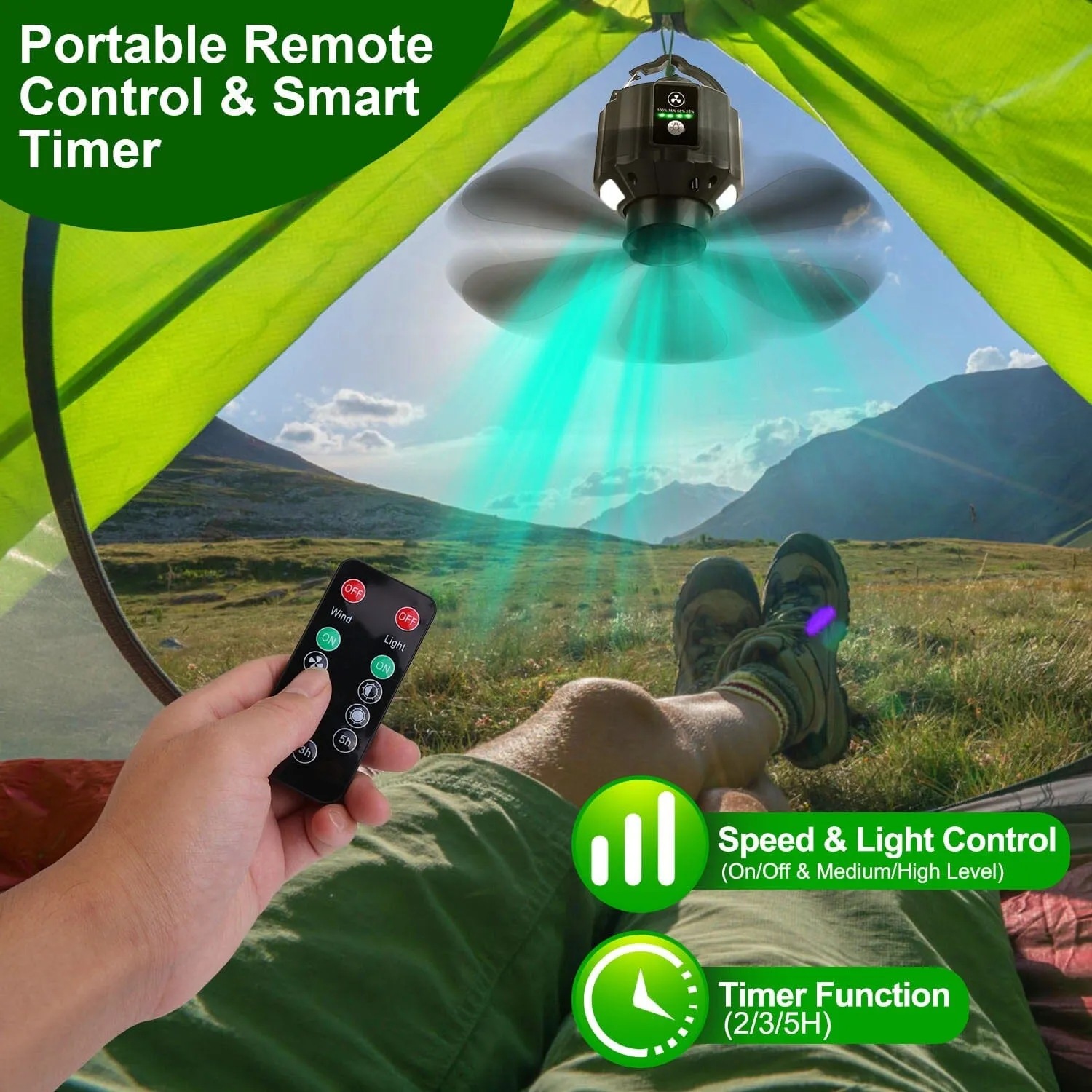 10400mAh USB Battery Powered Hanging Tent Lantern Fan Power Bank