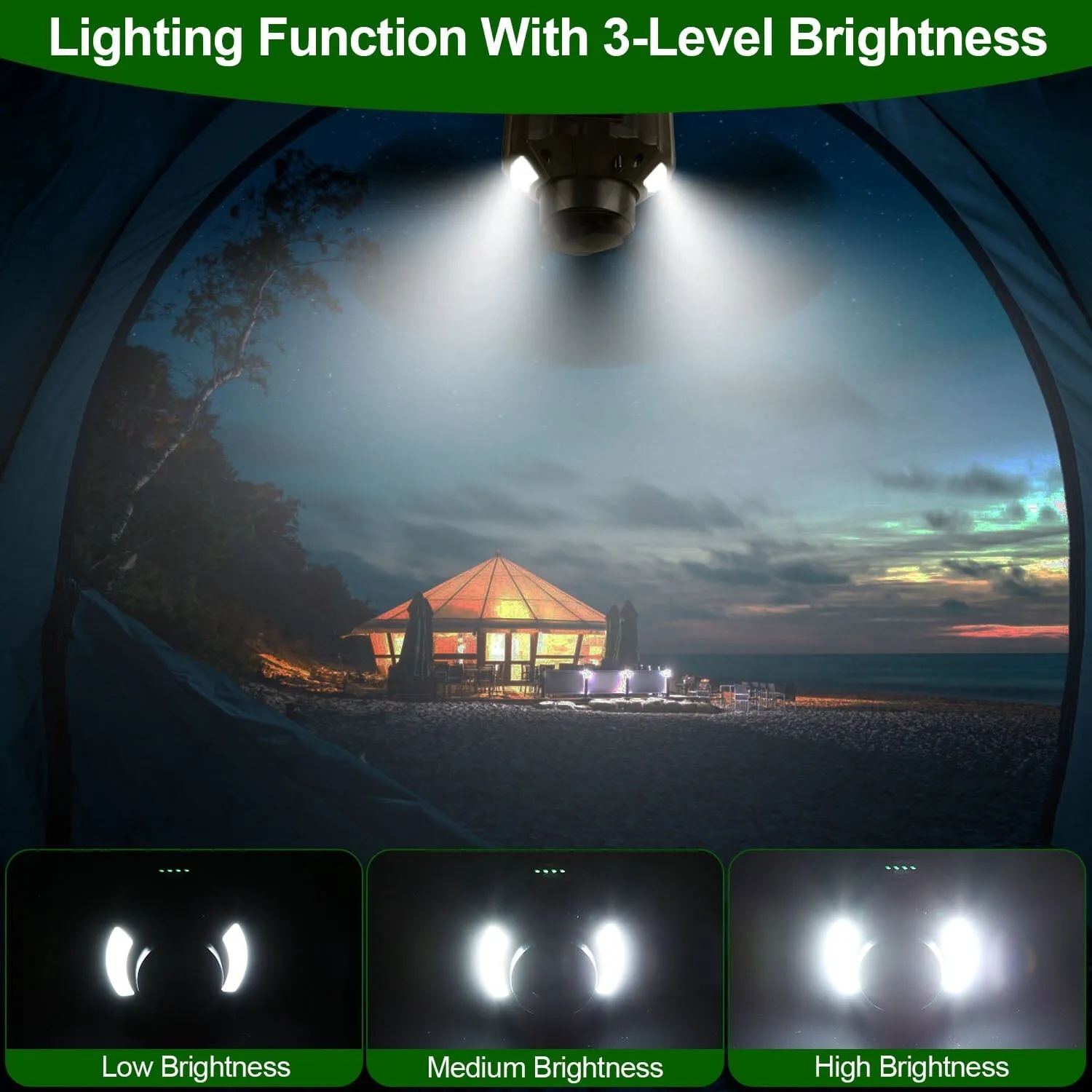 10400mAh USB Battery Powered Hanging Tent Lantern Fan Power Bank