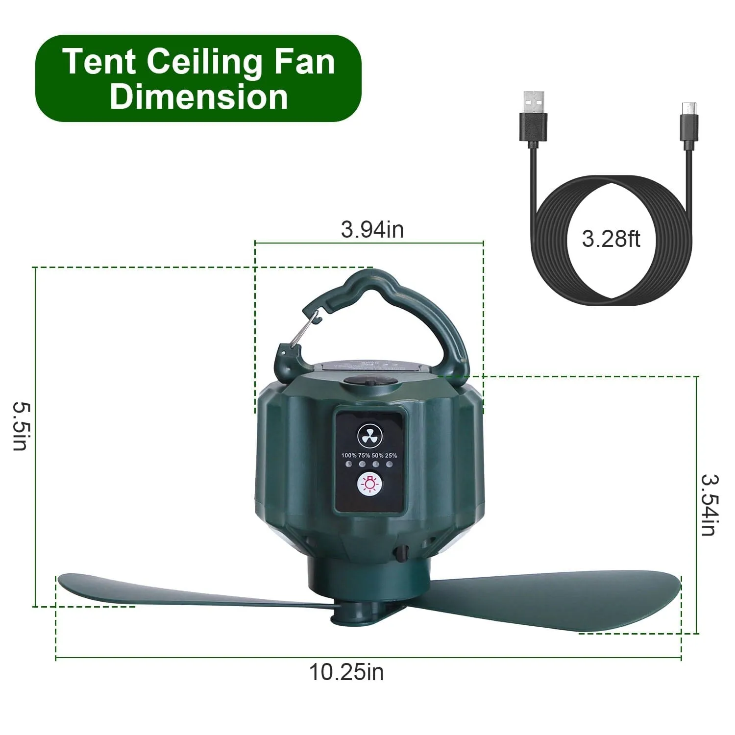 10400mAh USB Battery Powered Hanging Tent Lantern Fan Power Bank