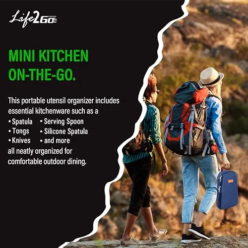 12Pcs Camp Cooking Utensil Set & Outdoor Kitchen Gear Cookware Kit