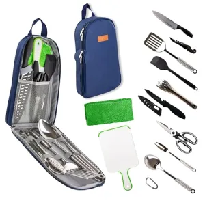 12Pcs Camp Cooking Utensil Set & Outdoor Kitchen Gear Cookware Kit
