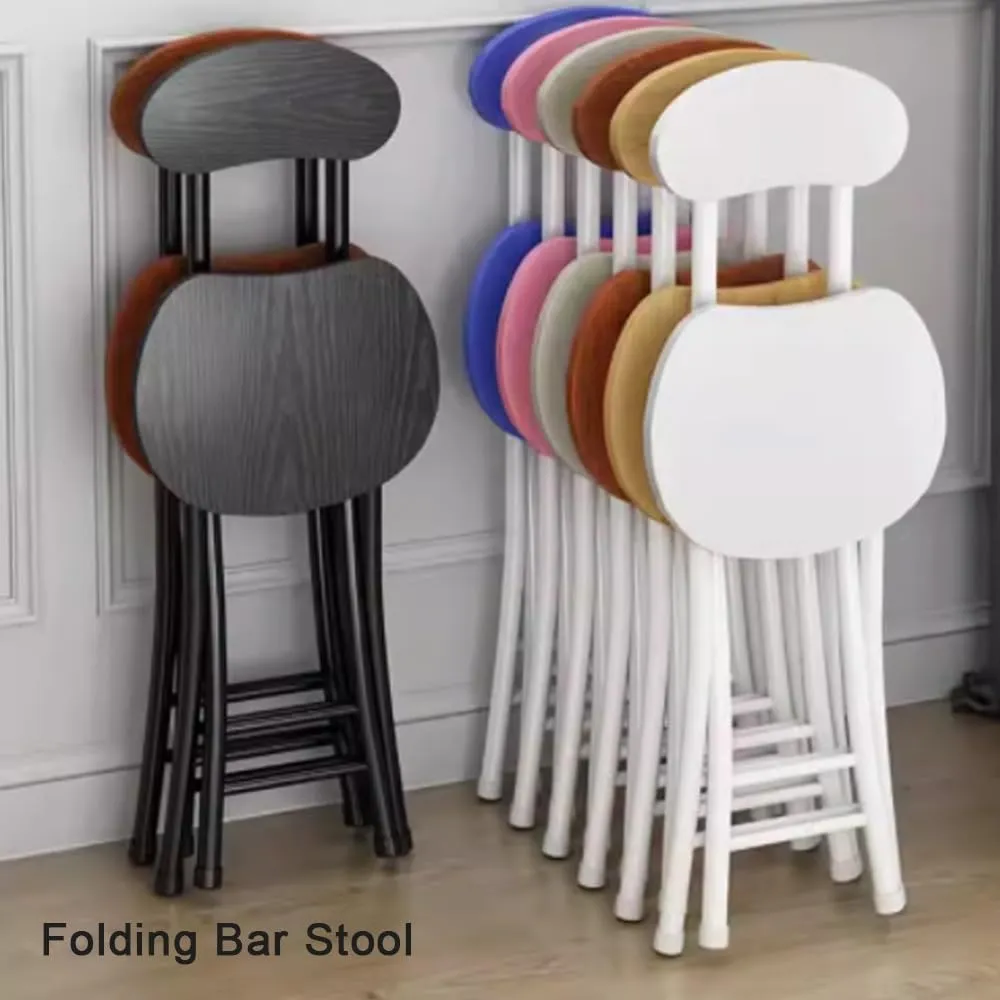 18" Folding Stool with Backrest, Outdoor Travel Stool, Portable Foldable Barstools, for Kitchen/Camping/Fishing/BBQ(Brown-Black)