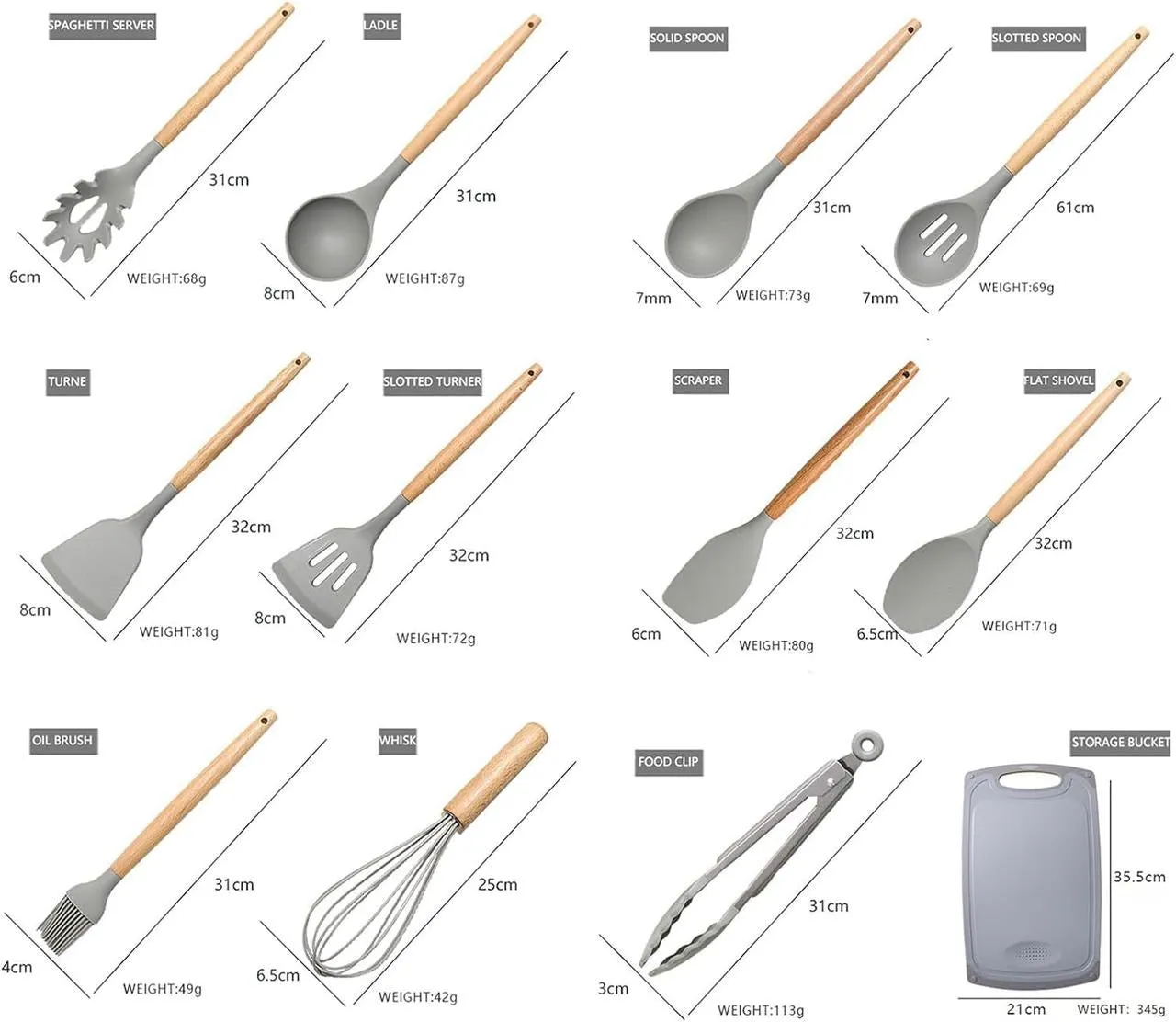 19 Piece Silicon Set
