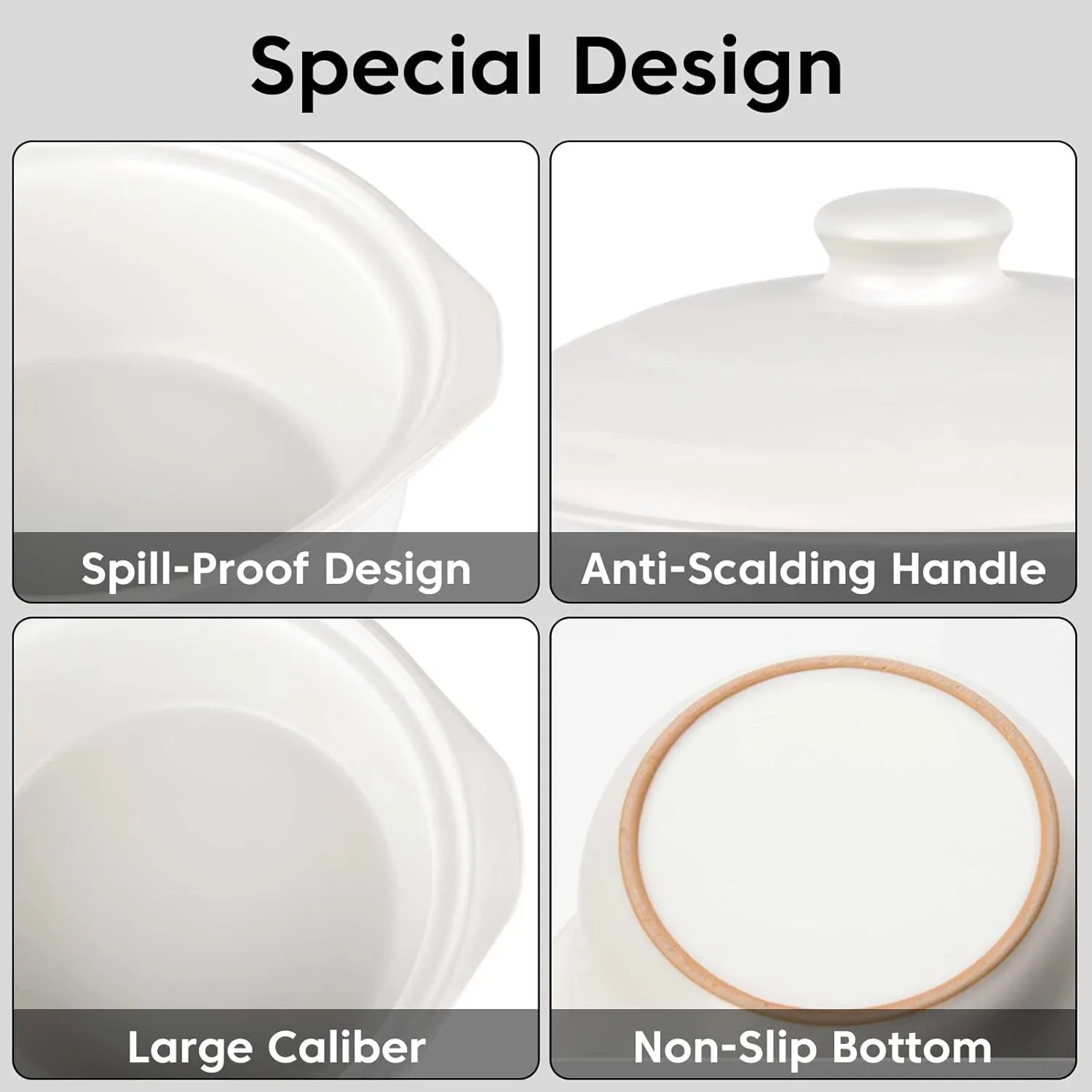 1.9-Quart Ceramic Pots for Cooking with Lid, Clay Pot for Cooking, Earthenware Pot, Chinese Ceramic Casserole, Earthen Pot Cookware Stew Pot Stockpot