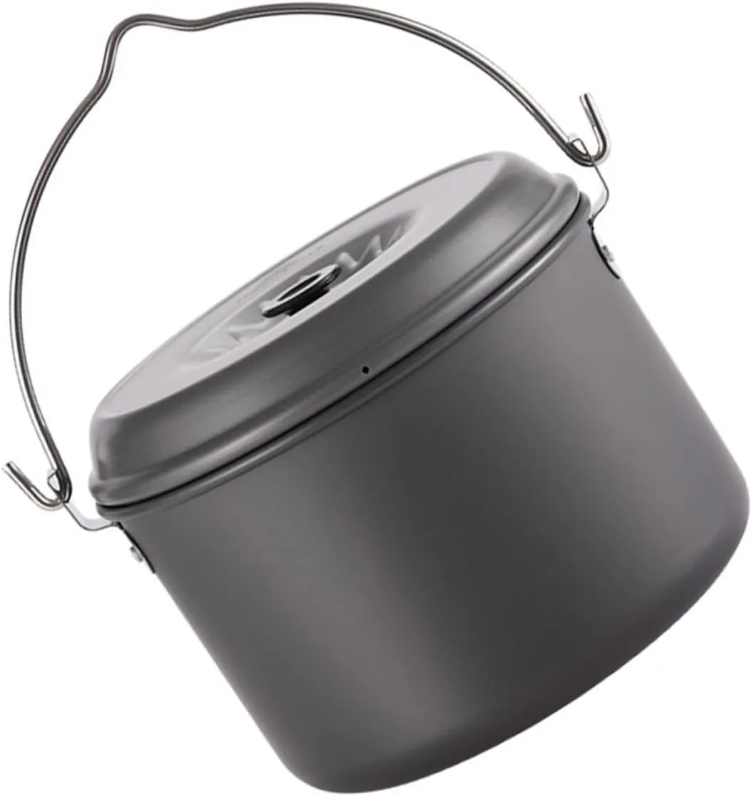 1Pc Portable Camping Pot Lightweight Outdoor Cookware with Folding Handle Non Stick Design for Hiking and Backpacking for Campfire Cooking and