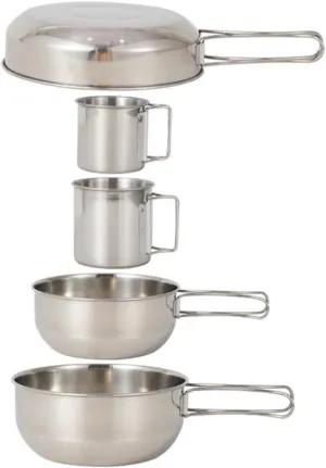 1set Camping Tableware Set Portable Cookware Folding Handle Includes Saucepan Bowls Cups for Outdoor Cooking and Dining