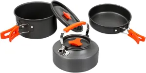 1set Portable Camping Cookware Person Non-Stick Cooking Pot and Pan Kettle Lightweight Outdoor Supplies for Hiking Picnics BBQ and More Easy to Clean