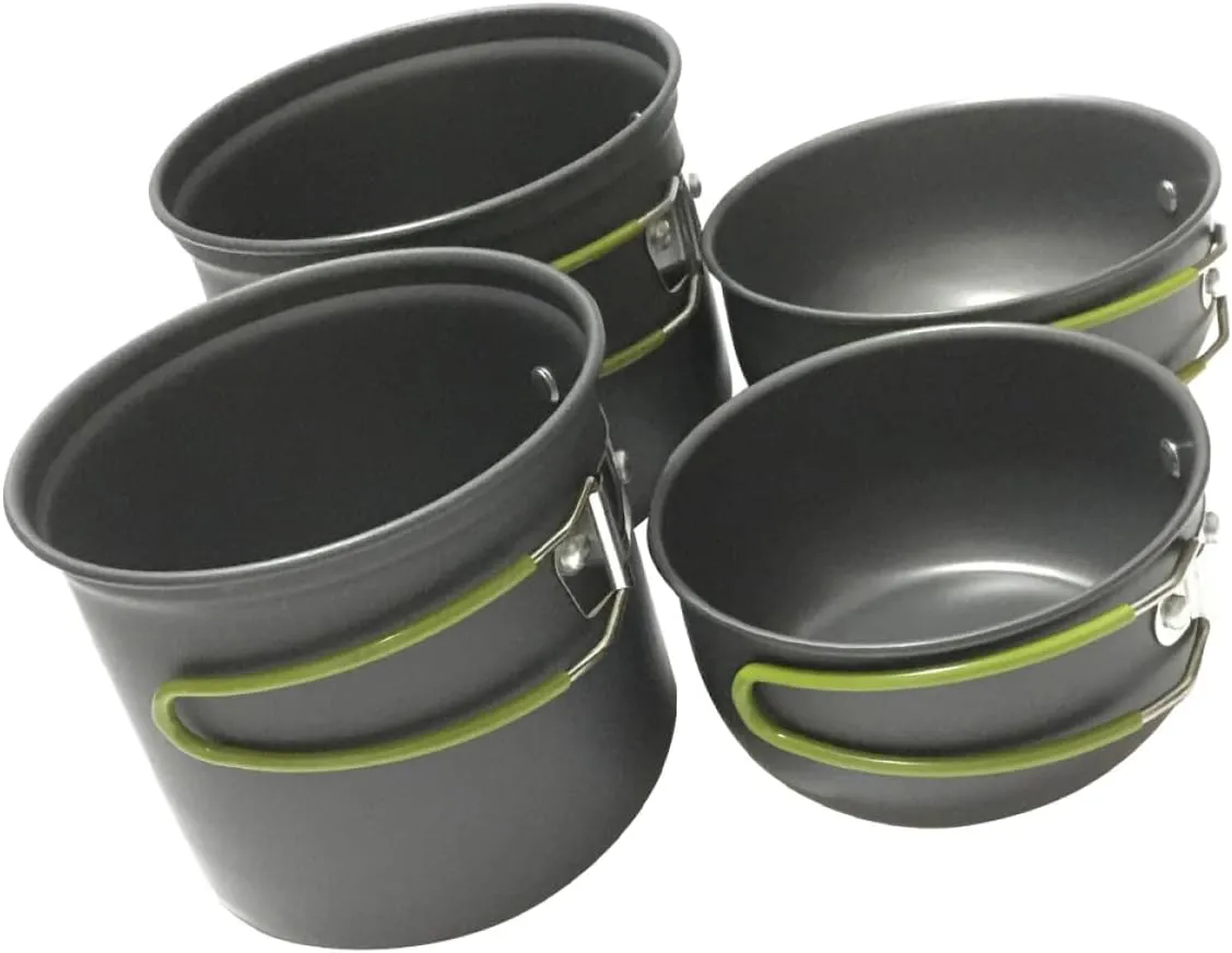 2-3 Person Camping Cooking Set Stainless Steel Camp Cookware Outdoor Cooking Kit Portable Aluminum Alloy Pots High Performance Safe for Outdoor Adventures