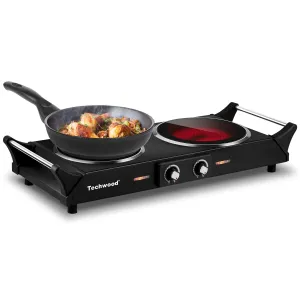 2-Burner Electric Stove with Anti-scald Handles