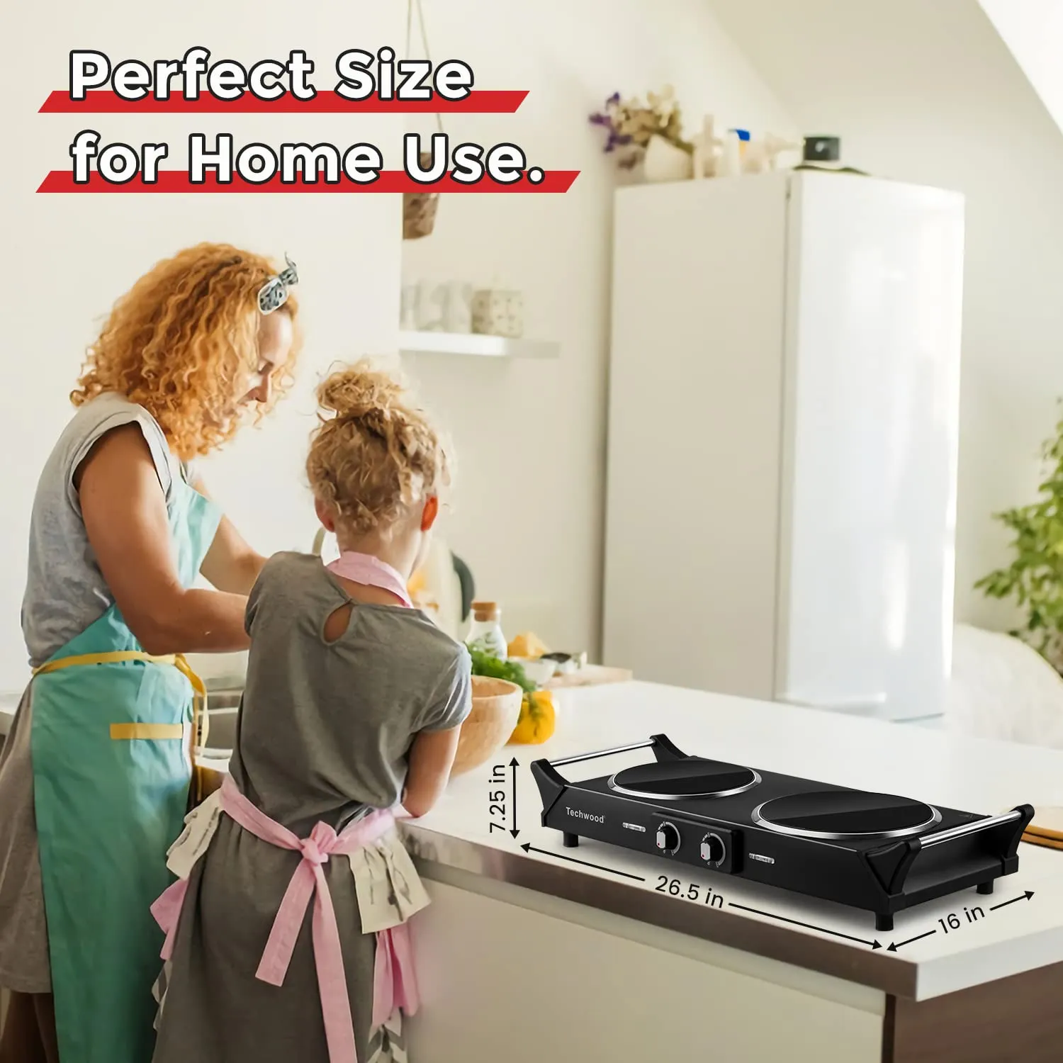 2-Burner Electric Stove with Anti-scald Handles