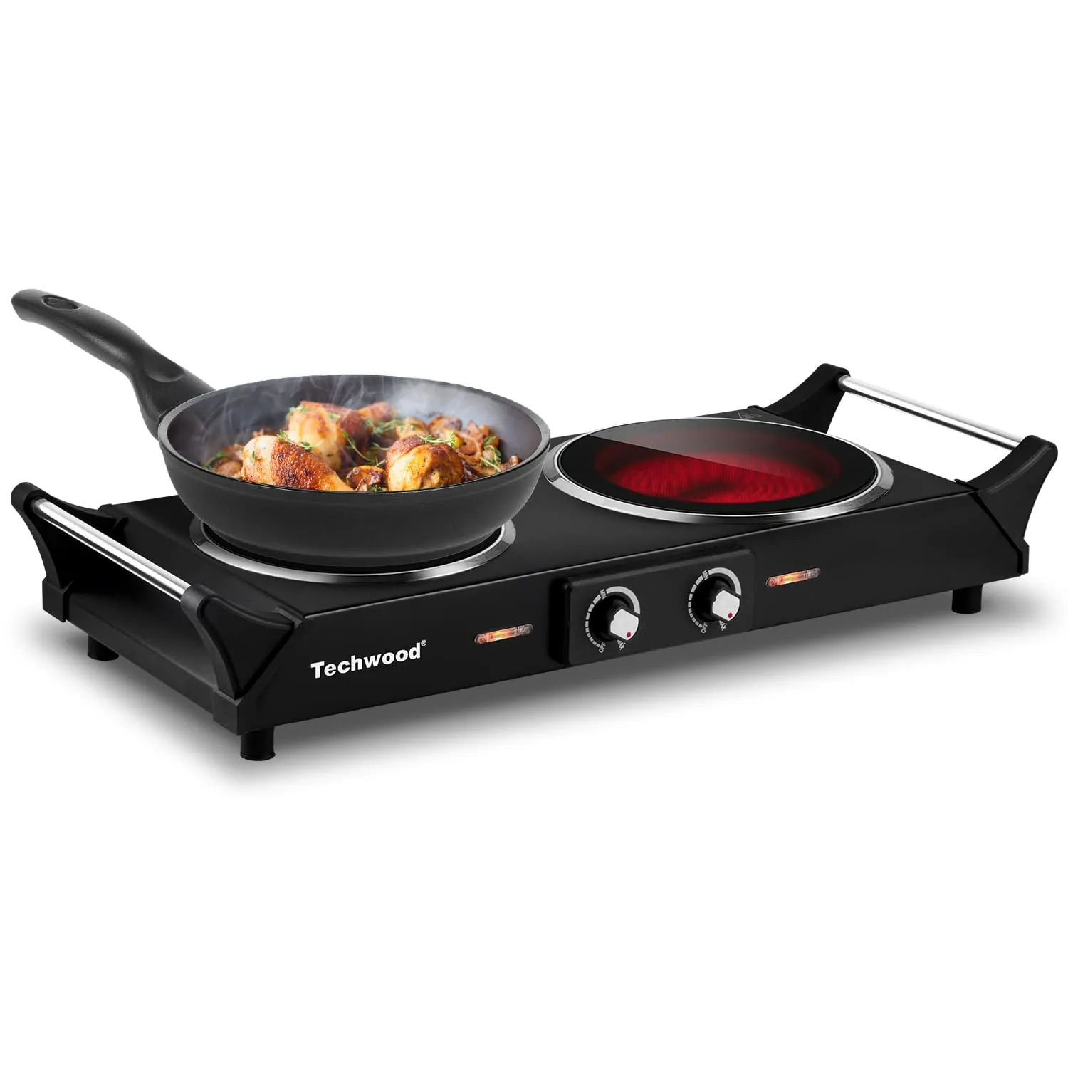 2-Burner Electric Stove with Anti-scald Handles