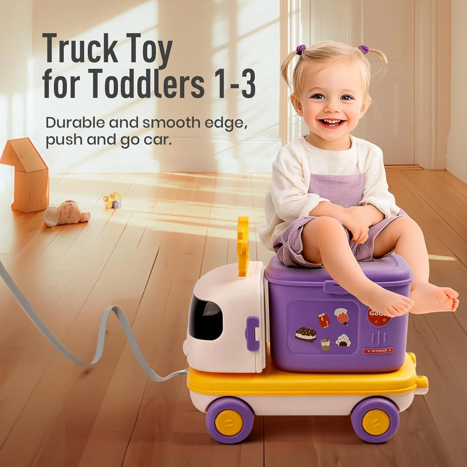 2 in 1 Kitchen Playset Truck Toy for Toddlers 1-3,Pretend Cooking Food Accessories Kitchen Tools Set for Kids with Play Pots,Big Pull Truck for Toddler Age 3-5 4-8 Birthday Xmas Gifts for Boys Girls