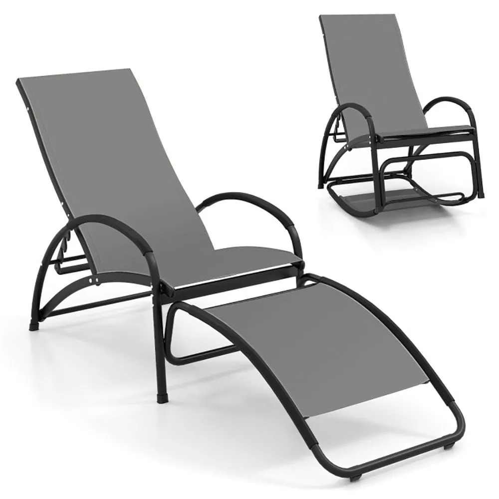 2-in-1 Outdoor Rocking Chair with 4-Position Adjustable Backrest