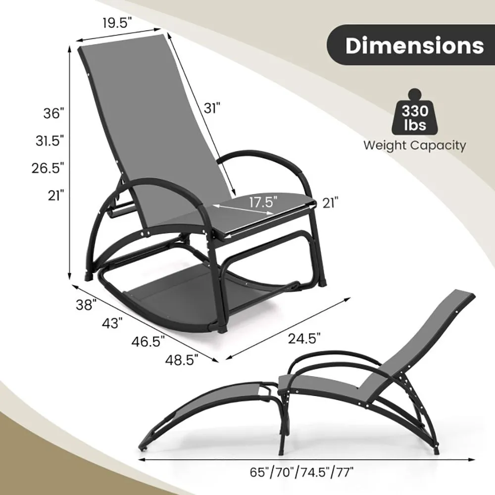 2-in-1 Outdoor Rocking Chair with 4-Position Adjustable Backrest