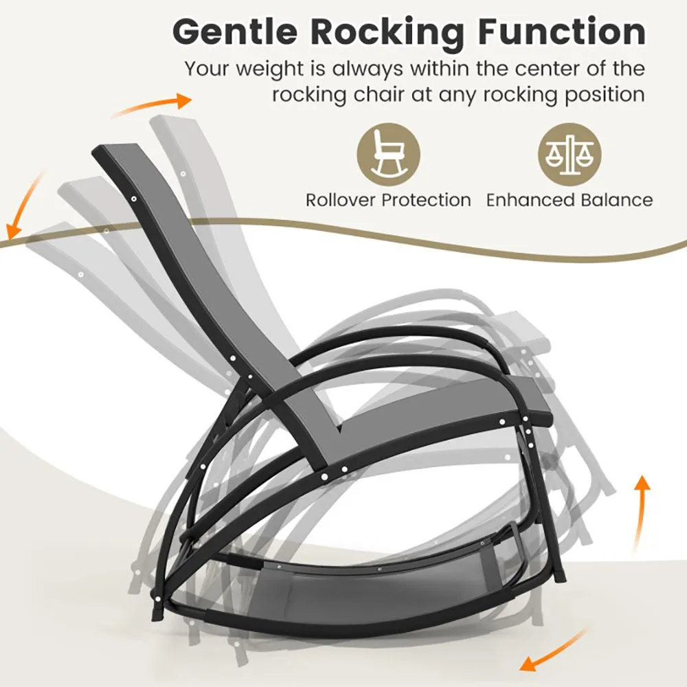 2-in-1 Outdoor Rocking Chair with 4-Position Adjustable Backrest