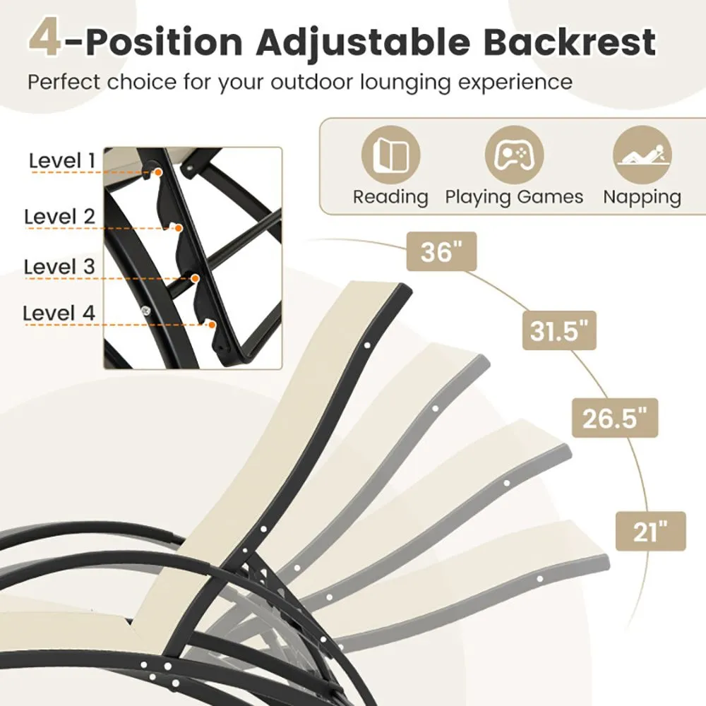 2-in-1 Outdoor Rocking Chair with 4-Position Adjustable Backrest