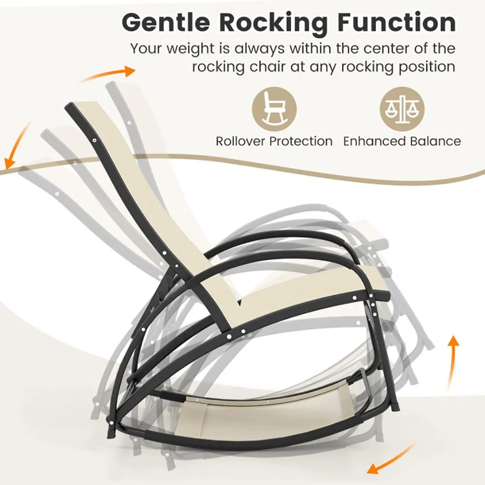 2-in-1 Outdoor Rocking Chair with 4-Position Adjustable Backrest