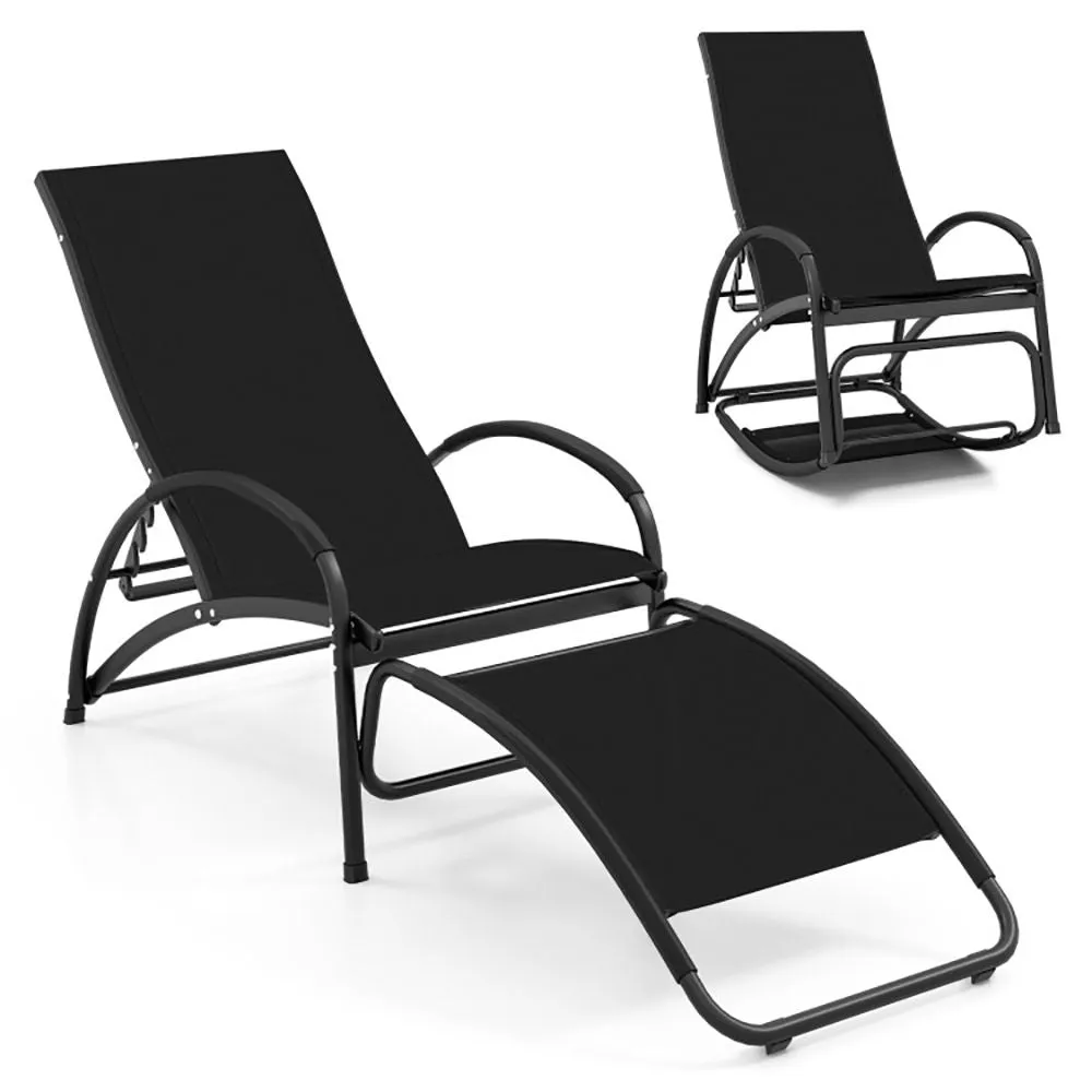 2-in-1 Outdoor Rocking Chair with 4-Position Adjustable Backrest