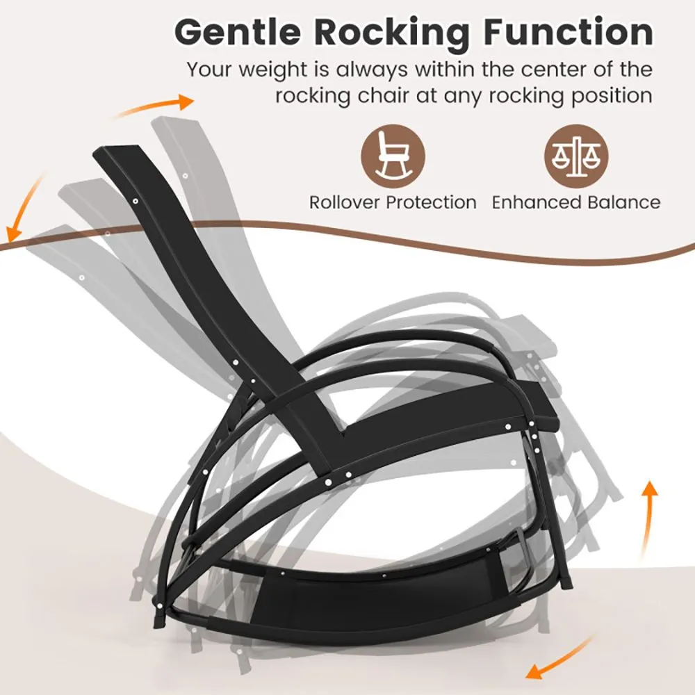 2-in-1 Outdoor Rocking Chair with 4-Position Adjustable Backrest