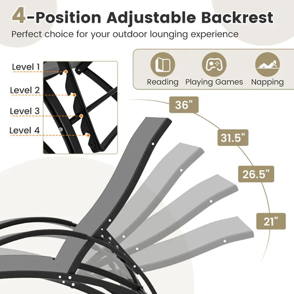 2-in-1 Outdoor Rocking Chair with 4-Position Adjustable Backrest