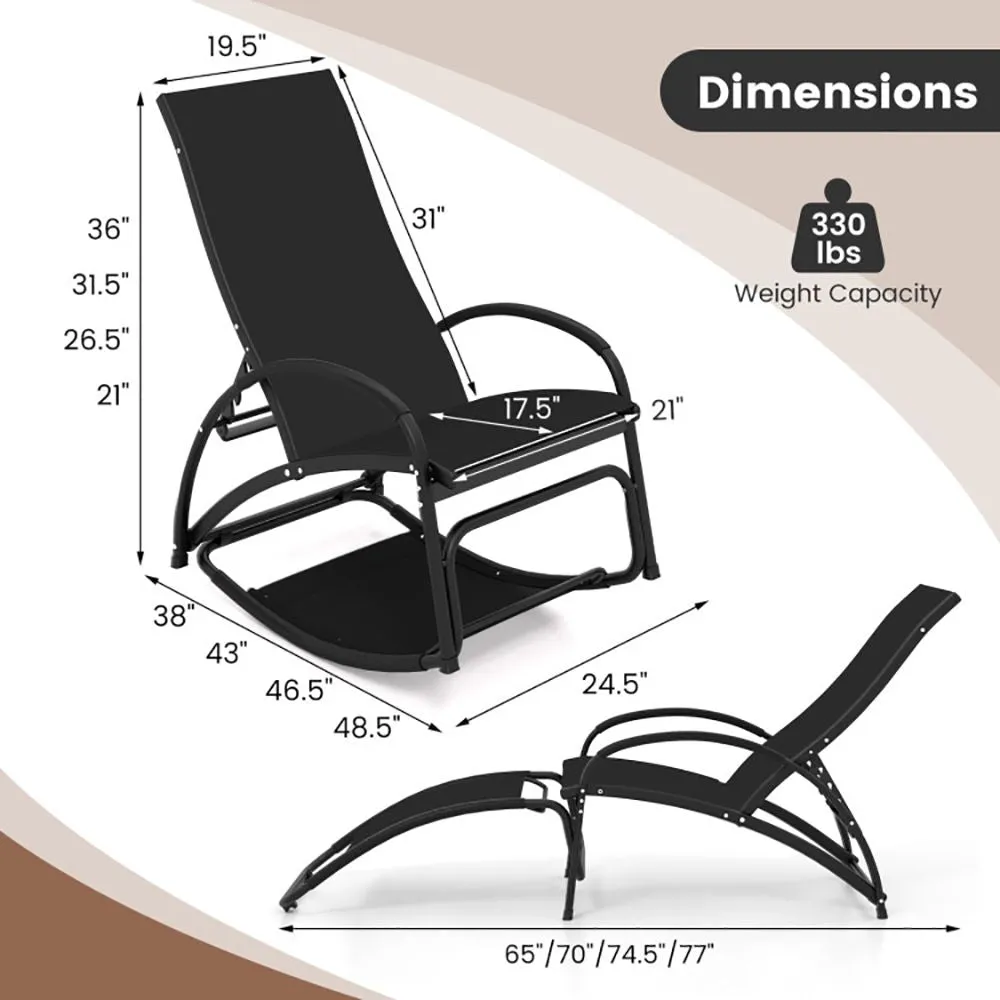 2-in-1 Outdoor Rocking Chair with 4-Position Adjustable Backrest