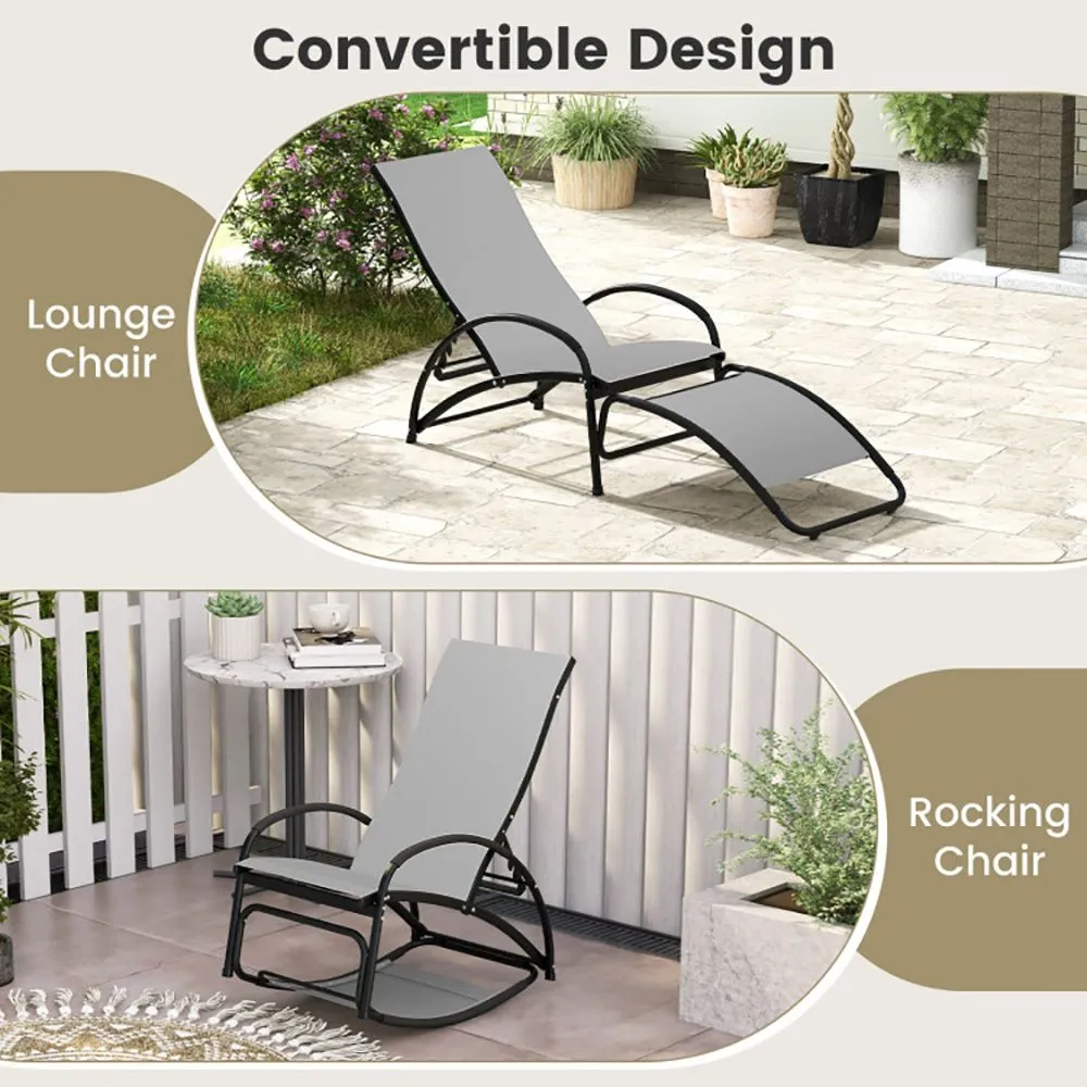 2-in-1 Outdoor Rocking Chair with 4-Position Adjustable Backrest