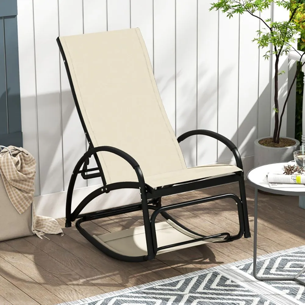 2-in-1 Outdoor Rocking Chair with 4-Position Adjustable Backrest