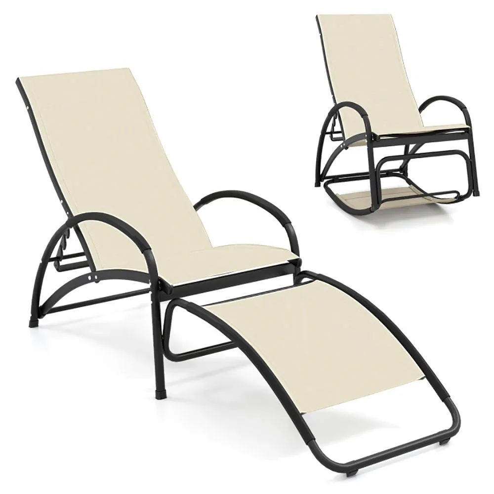 2-in-1 Outdoor Rocking Chair with 4-Position Adjustable Backrest