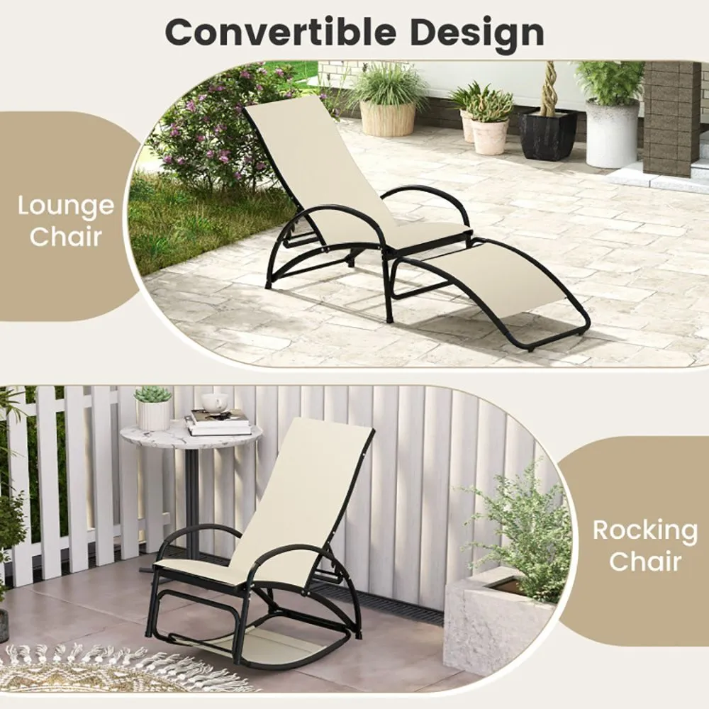 2-in-1 Outdoor Rocking Chair with 4-Position Adjustable Backrest