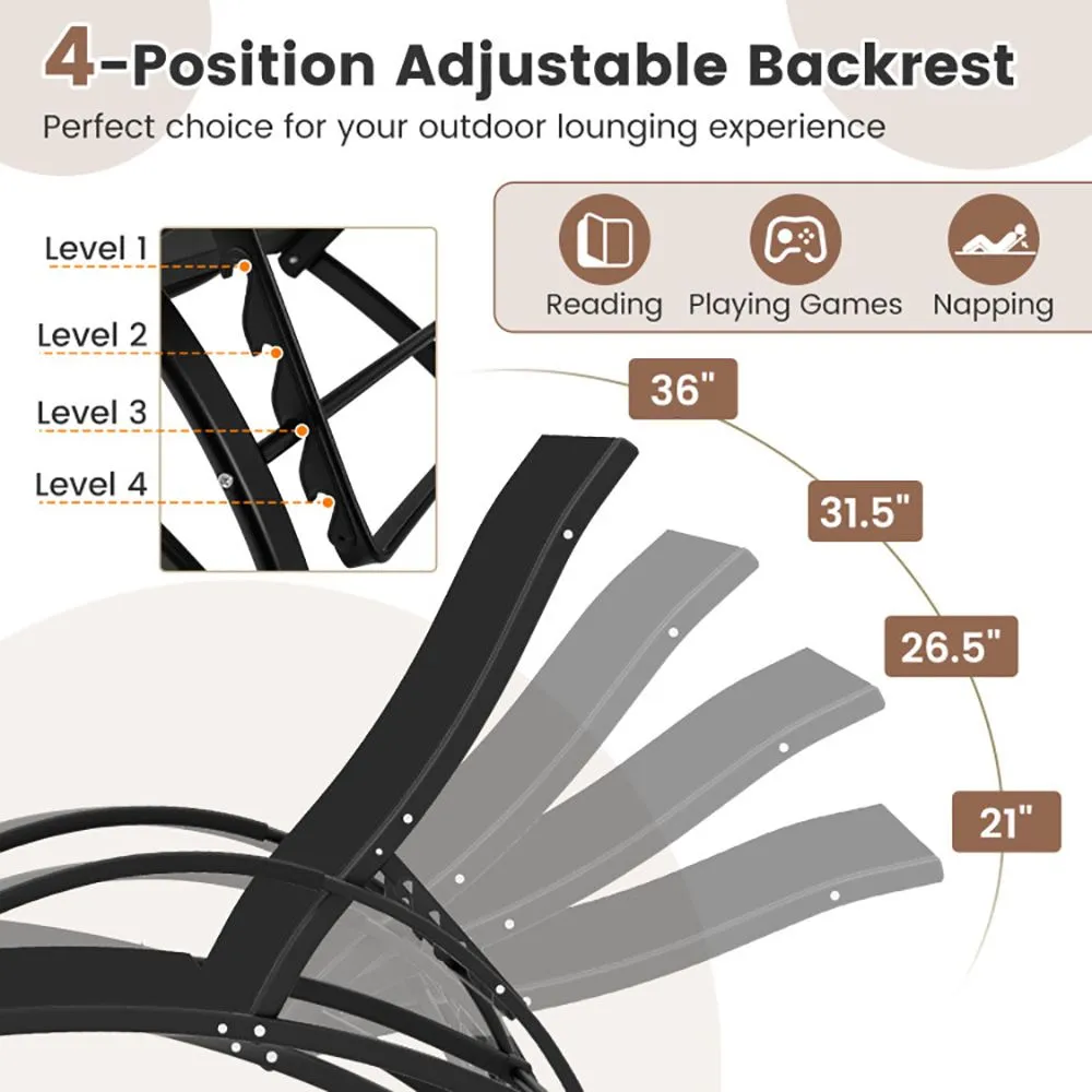 2-in-1 Outdoor Rocking Chair with 4-Position Adjustable Backrest