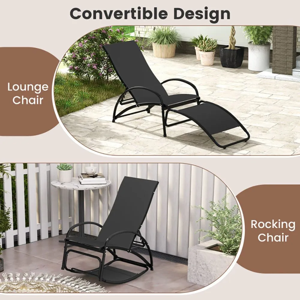2-in-1 Outdoor Rocking Chair with 4-Position Adjustable Backrest