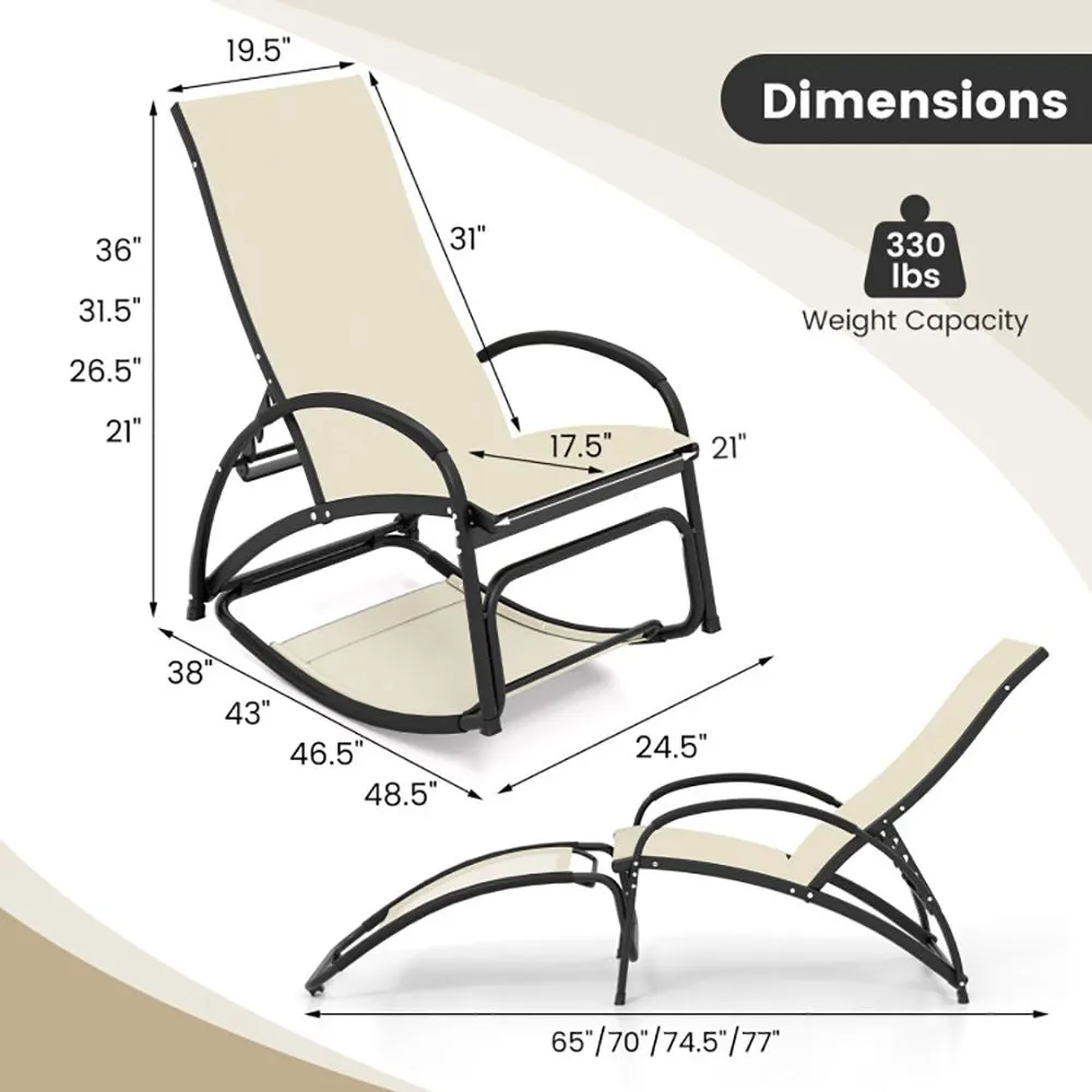2-in-1 Outdoor Rocking Chair with 4-Position Adjustable Backrest