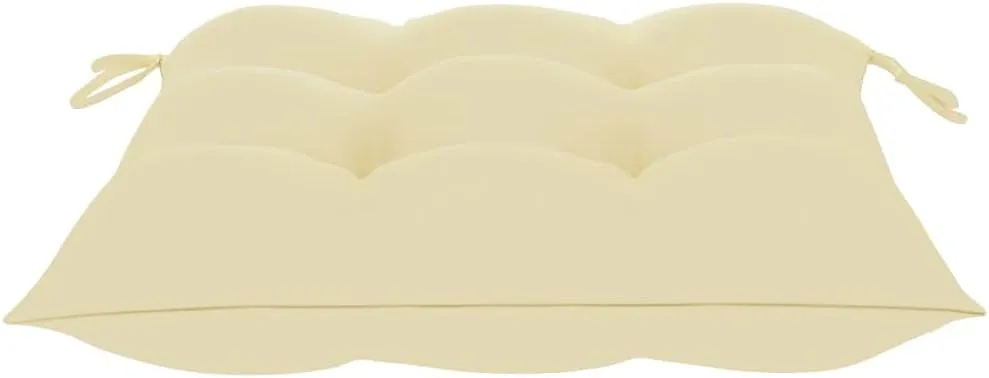 2-Pack Bamboo Folding Patio Chairs with Cream Cushions, Outdoor Lounge Furniture for Garden Poolside Dining, Foldable Space-Saving Design with Durable Polyester Seat
