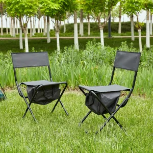 2 Pack Camping Chairs for Adults, Portable Hunting Chair with Storage Bag, Oversized Lightweight Folding Chair for Camping Padded Seat Outdoor Lawn Folding Chair, Supports 280lbs (Grey)