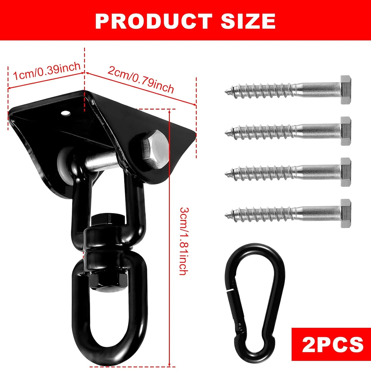 2 Pack Heavy Duty Swing Hangers Stainless Steel Ceiling Swing Hooks, 1000 LB Capacity 360° Swivel Swing Hardware Multipurpose Swing Hangers for Yoga Swing Hammock Chair Porch(2)