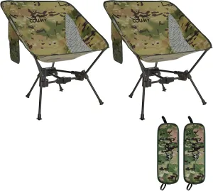2 Pack Portable Camping Chair,Compact Foldable Chairs with Side Pockets Aluminum Alloy Outdoor Lawn Chair with Carry Bag for Beach Hiking Fishing(Camouflage)