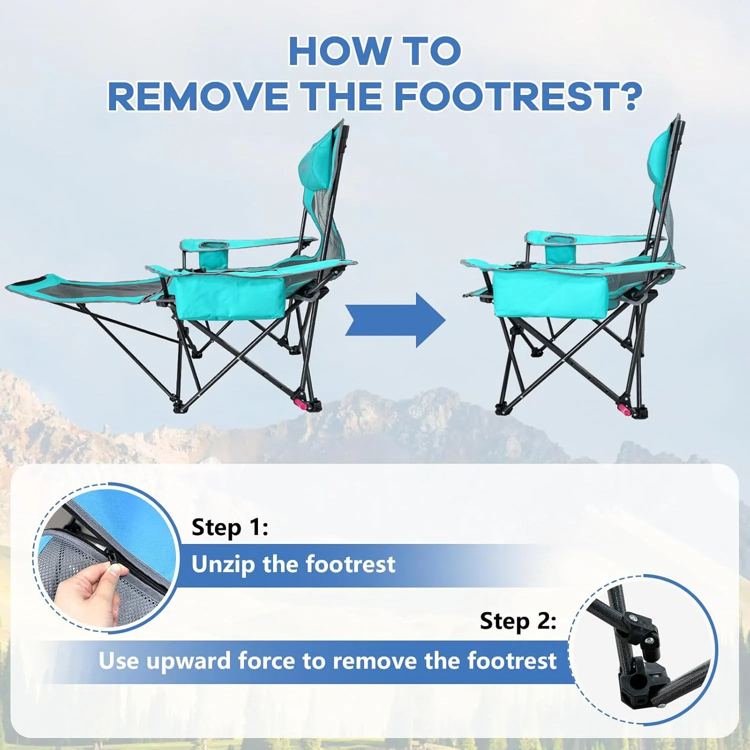 2-Pack Reclining Camping Chair 4 Position with Foot Rest Comfortable for Adults 265Ibs Folding Lounger Mesh Beach Chair with Cooler Bag and Cup Holder for Outdoor Patio