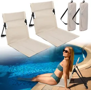 2 Pcs Foldable Pool Chairs for Edge of Pool - Lightweight Portable Poolside & Beach Seat for Outdoor Swimming, Sunbathing, Camping, Picnic, Lawn and Relaxation