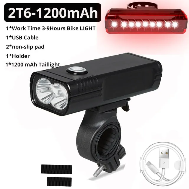 20000Lums Bicycle Light L2/T6 USB Rechargeable 5200mAh Bike Light IPX5 Waterproof LED Headlight