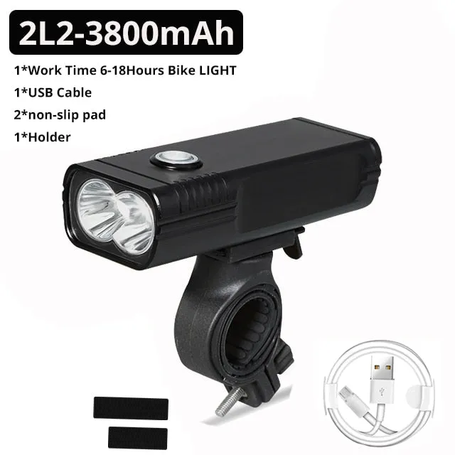 20000Lums Bicycle Light L2/T6 USB Rechargeable 5200mAh Bike Light IPX5 Waterproof LED Headlight