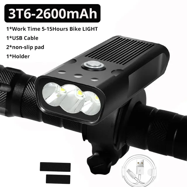20000Lums Bicycle Light L2/T6 USB Rechargeable 5200mAh Bike Light IPX5 Waterproof LED Headlight